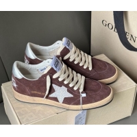 Best Product Golden Goose Ball Star Sneakers in brown suede with glitter star 0605008