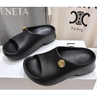 Top Grade Loewe Foam Rubber Pebble slides sandal Black 0605103