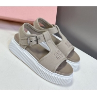 Stylish Miu Miu Canvas Platform Sandals 4.5cm Grey 2025 MIU060301