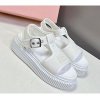 Purchase Miu Miu Canvas Platform Sandals 4.5cm White MIU060301