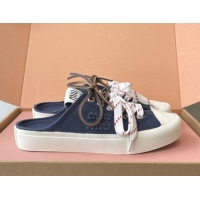 Best Price Miu Miu Washed Denim Sneaker Mules Dark Blue 2025 5E384E