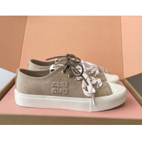 Classic Hot Miu Miu Washed Denim Low-top Sneakers Grey 2025 5E384E