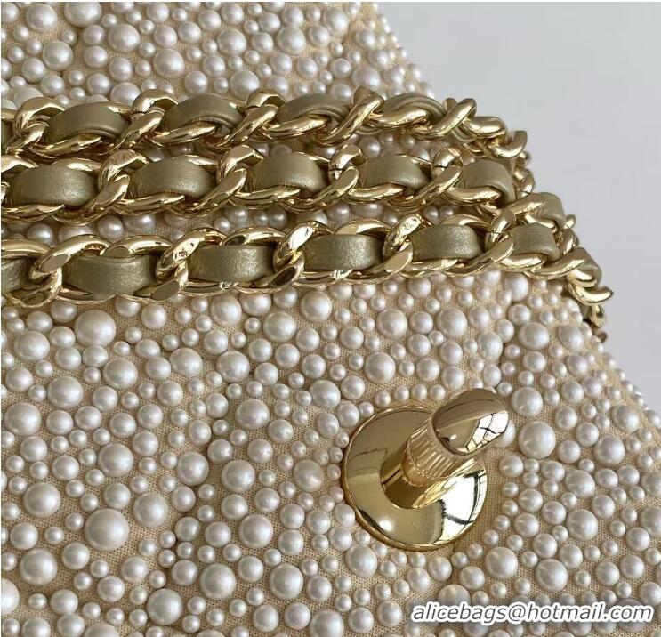 Buy Cheap Chanel Evening Bag Imitation Pearls AS4297 White/Gold Spring-Summer 2025