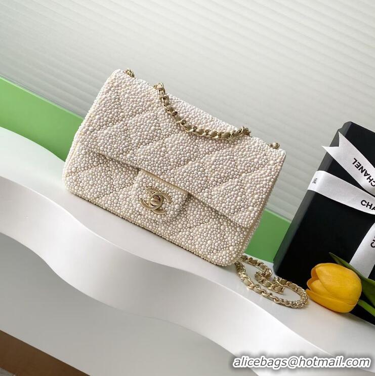 Buy Cheap Chanel Evening Bag Imitation Pearls AS4297 White/Gold Spring-Summer 2025