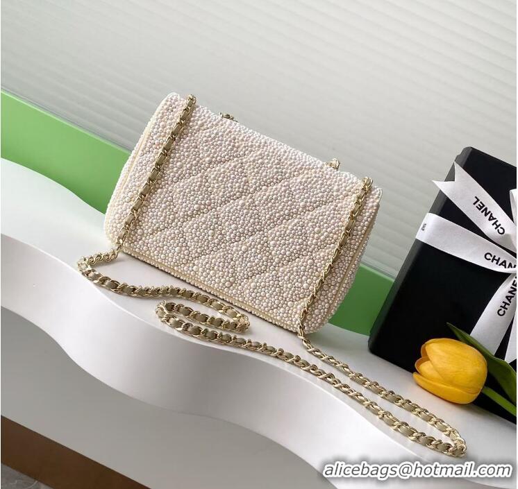 Buy Cheap Chanel Evening Bag Imitation Pearls AS4297 White/Gold Spring-Summer 2025