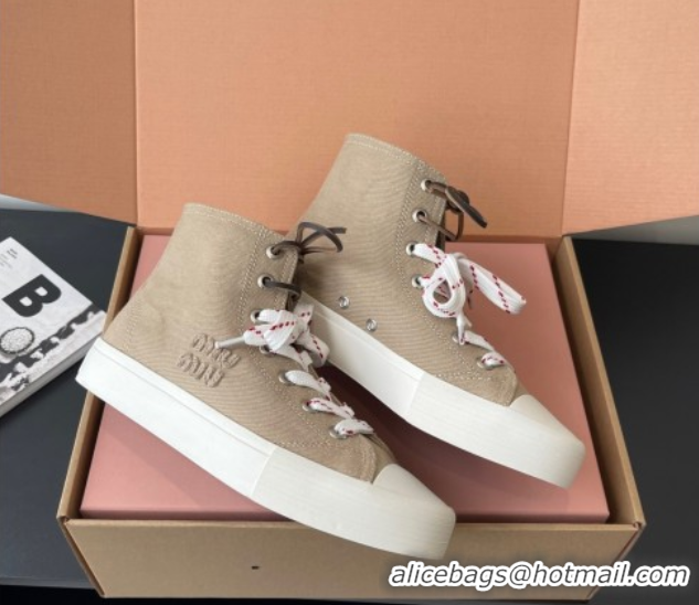 Good Product Miu Miu Washed Denim High-top Sneakers Grey 2025 5E384E
