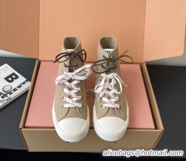 Good Product Miu Miu Washed Denim High-top Sneakers Grey 2025 5E384E