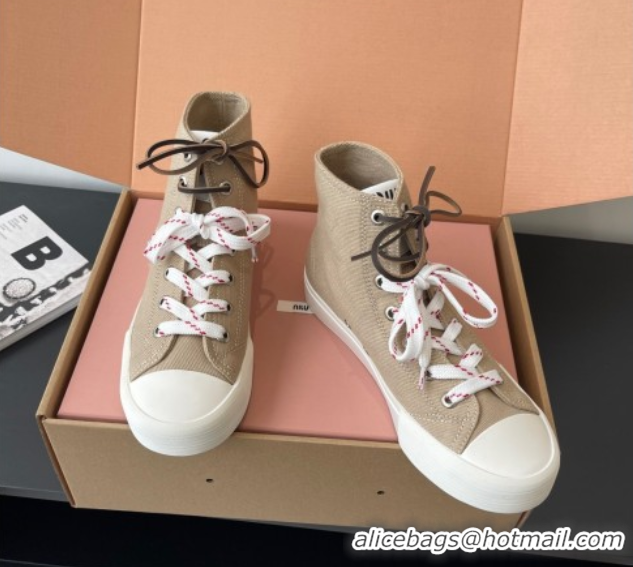 Good Product Miu Miu Washed Denim High-top Sneakers Grey 2025 5E384E