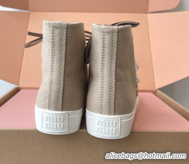 Good Product Miu Miu Washed Denim High-top Sneakers Grey 2025 5E384E
