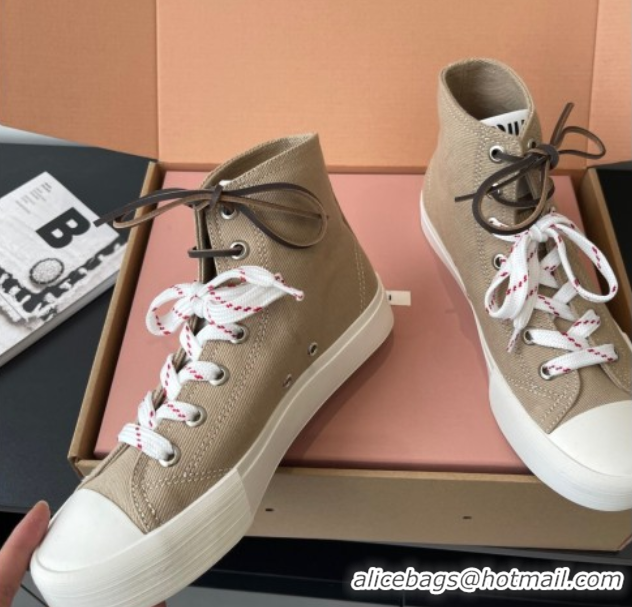 Good Product Miu Miu Washed Denim High-top Sneakers Grey 2025 5E384E