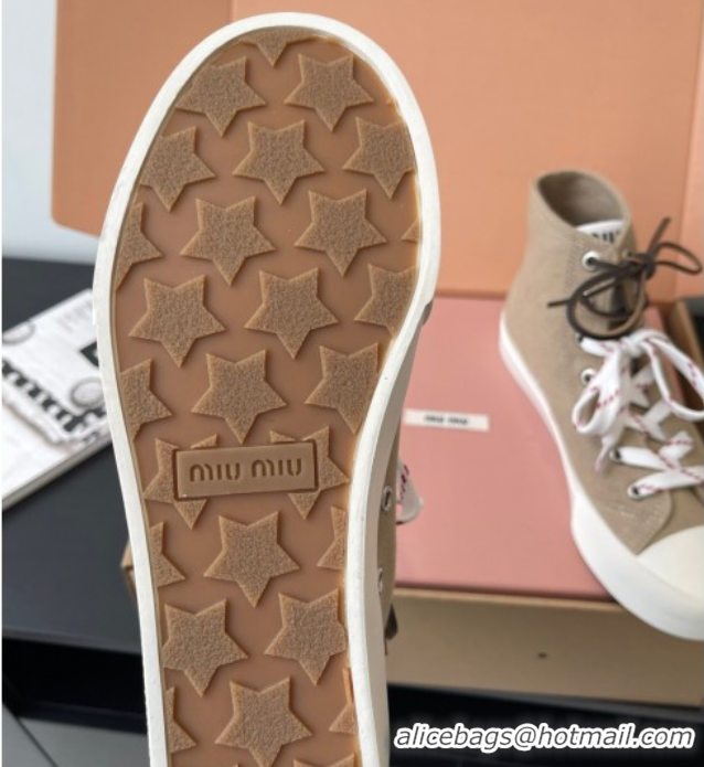 Good Product Miu Miu Washed Denim High-top Sneakers Grey 2025 5E384E