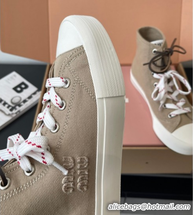 Good Product Miu Miu Washed Denim High-top Sneakers Grey 2025 5E384E