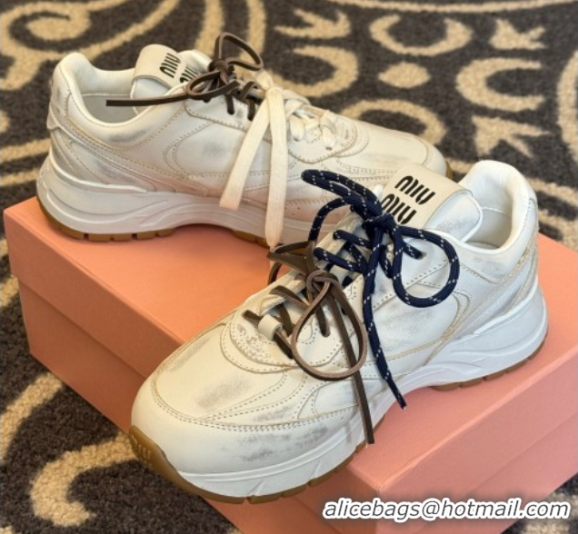 Perfect New Balance x Miu Miu Sneakers in Calf Leather White 2025 MIU060302