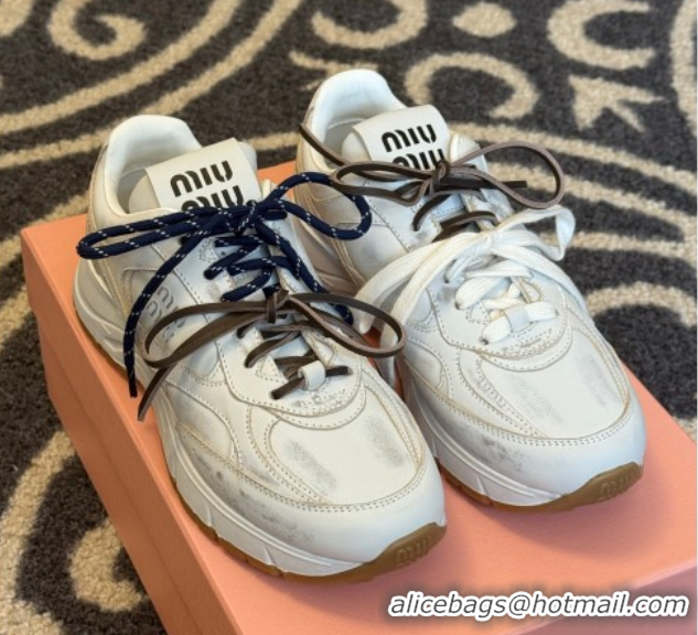 Perfect New Balance x Miu Miu Sneakers in Calf Leather White 2025 MIU060302