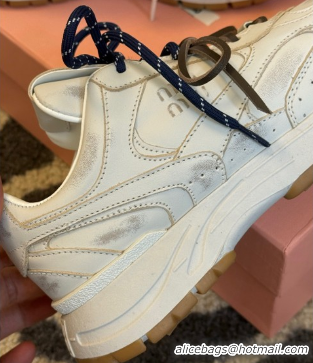 Perfect New Balance x Miu Miu Sneakers in Calf Leather White 2025 MIU060302