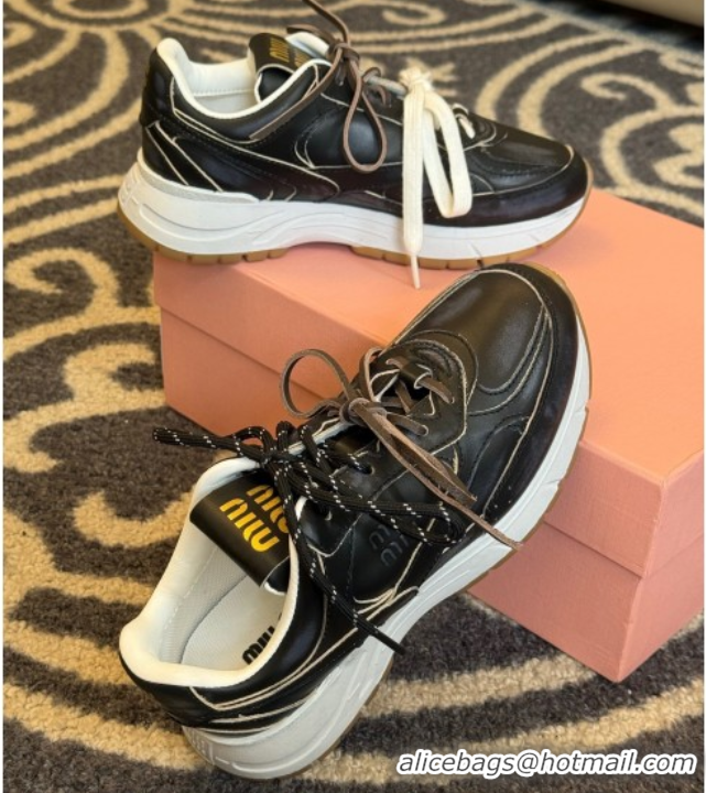 Crafted New Balance x Miu Miu Sneakers in Calf Leather Black 2025 MIU060302