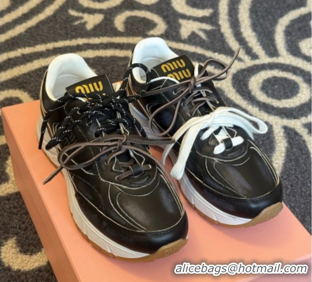 Crafted New Balance x Miu Miu Sneakers in Calf Leather Black 2025 MIU060302