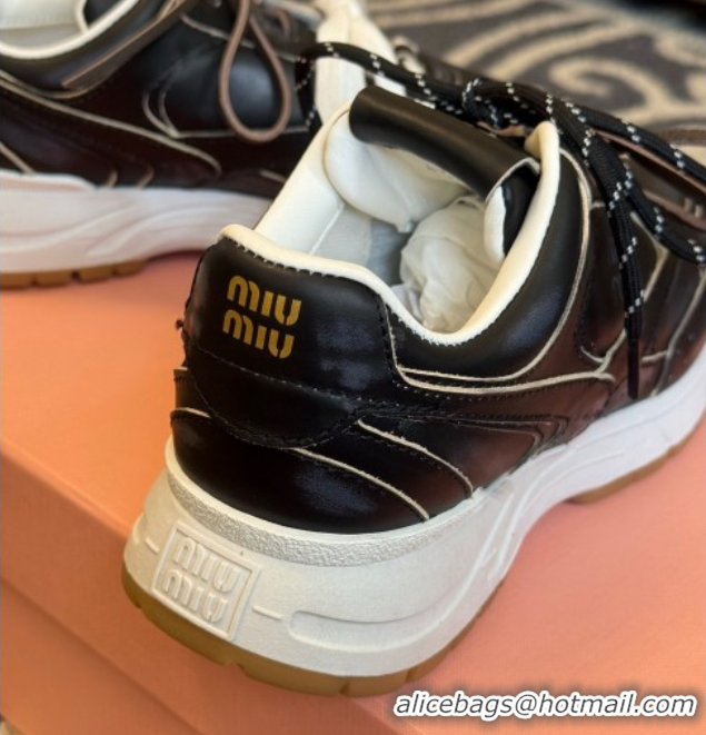 Crafted New Balance x Miu Miu Sneakers in Calf Leather Black 2025 MIU060302