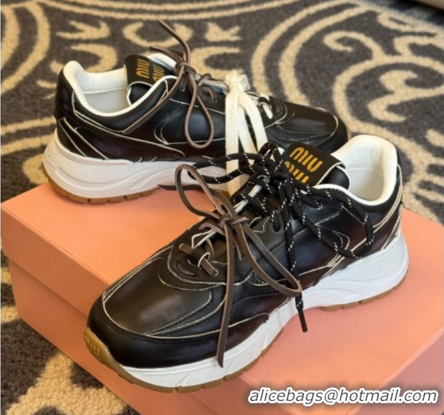 Crafted New Balance x Miu Miu Sneakers in Calf Leather Black 2025 MIU060302
