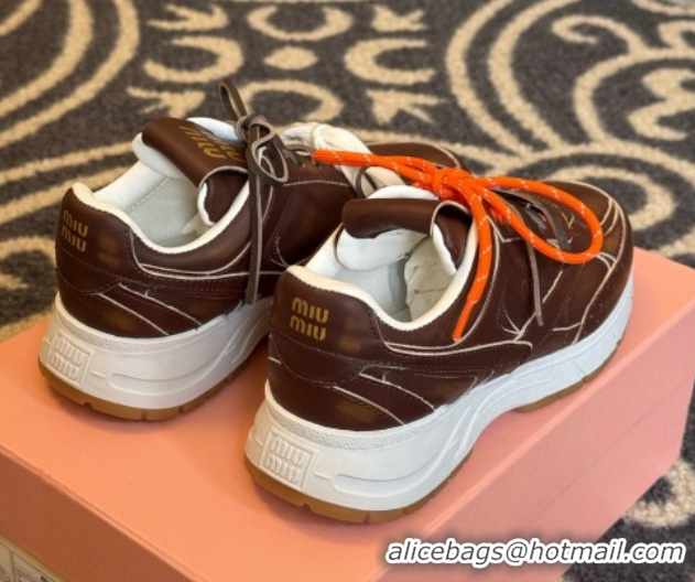 Grade Quality New Balance x Miu Miu Sneakers in Calf Leather Dark Brown 2025 MIU060302