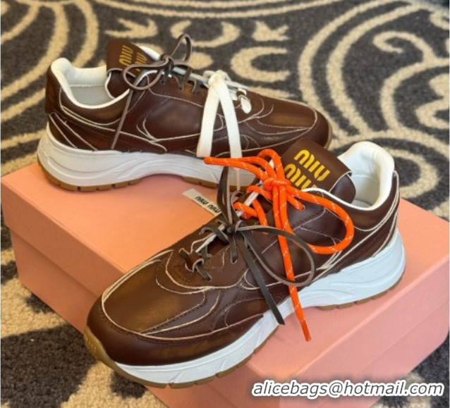 Grade Quality New Balance x Miu Miu Sneakers in Calf Leather Dark Brown 2025 MIU060302