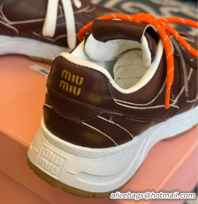 Grade Quality New Balance x Miu Miu Sneakers in Calf Leather Dark Brown 2025 MIU060302