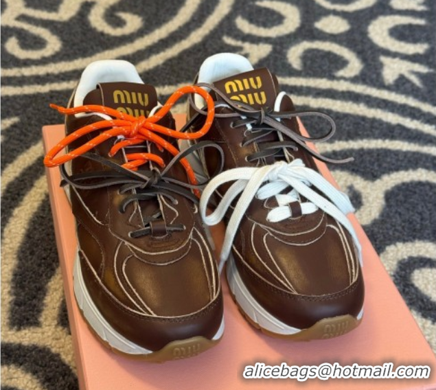 Grade Quality New Balance x Miu Miu Sneakers in Calf Leather Dark Brown 2025 MIU060302
