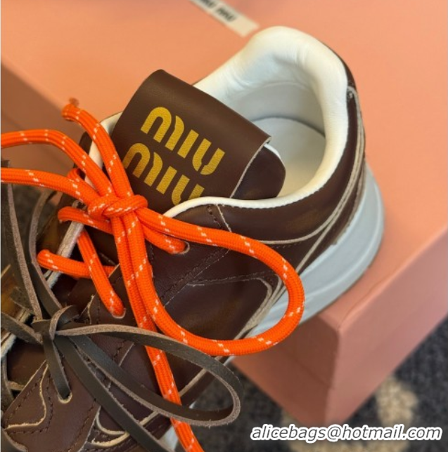Grade Quality New Balance x Miu Miu Sneakers in Calf Leather Dark Brown 2025 MIU060302