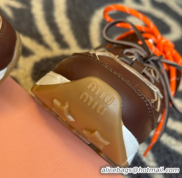 Grade Quality New Balance x Miu Miu Sneakers in Calf Leather Dark Brown 2025 MIU060302