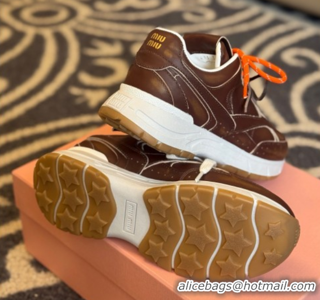Grade Quality New Balance x Miu Miu Sneakers in Calf Leather Dark Brown 2025 MIU060302