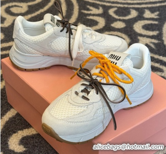 Unique Style New Balance x Miu Miu Sneakers in Suede and Mesh White 2025 MIU060302