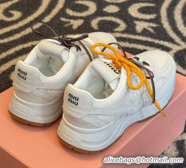 Unique Style New Balance x Miu Miu Sneakers in Suede and Mesh White 2025 MIU060302