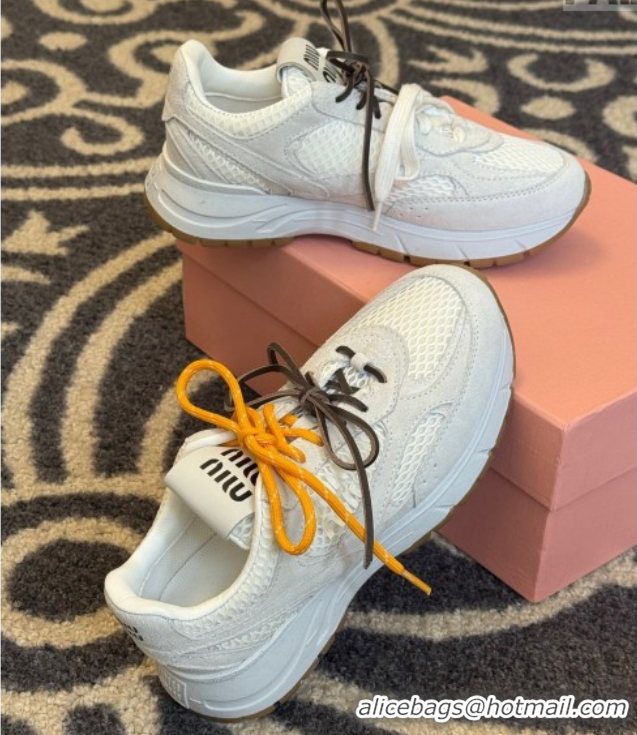 Unique Style New Balance x Miu Miu Sneakers in Suede and Mesh White 2025 MIU060302