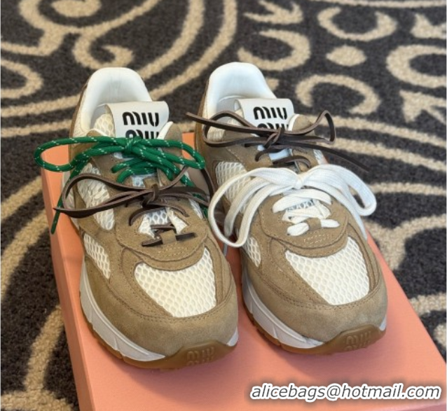 Good Looking New Balance x Miu Miu Sneakers in Suede and Mesh Beige 2025 MIU060302