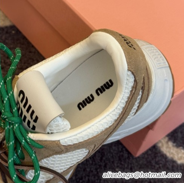 Good Looking New Balance x Miu Miu Sneakers in Suede and Mesh Beige 2025 MIU060302