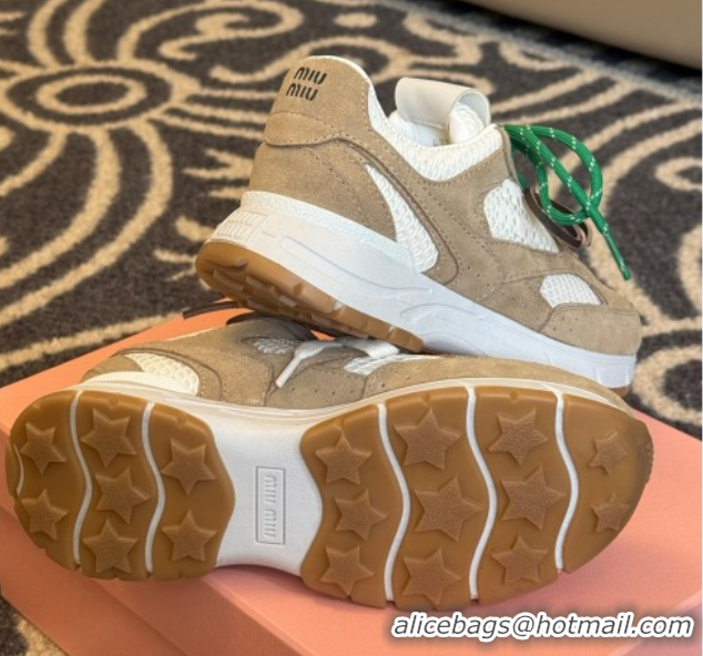Good Looking New Balance x Miu Miu Sneakers in Suede and Mesh Beige 2025 MIU060302