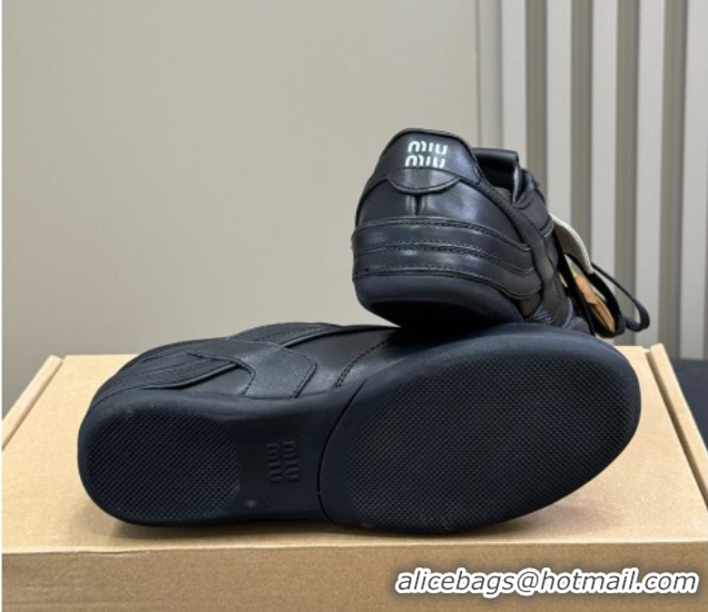 Sophisticated Miu Miu Gymnasium Sneakers in Calf Leather Black 0603121