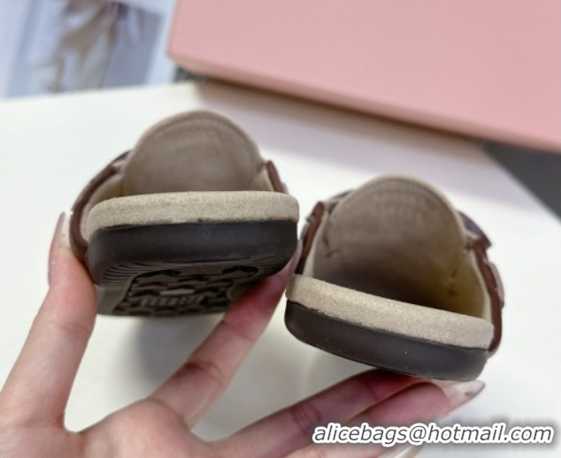 Low Price Miu Miu Faded Leather Sneaker Mules Brown 2025 5D455E