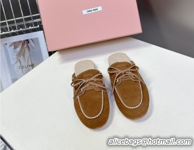Best Product Miu Miu Faded Leather Sneaker Mules Brown2 2025 5D455E