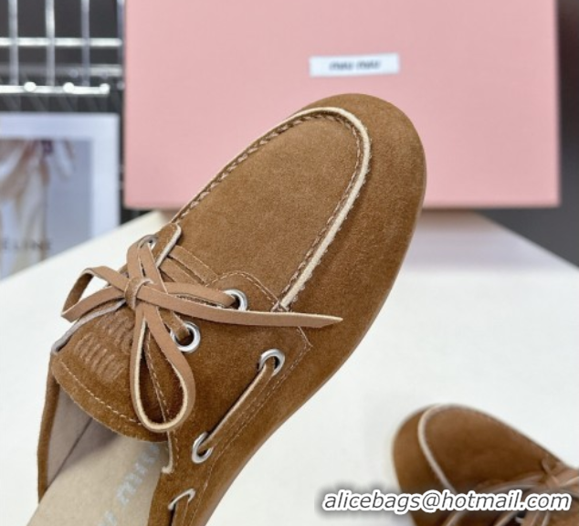 Best Product Miu Miu Faded Leather Sneaker Mules Brown2 2025 5D455E