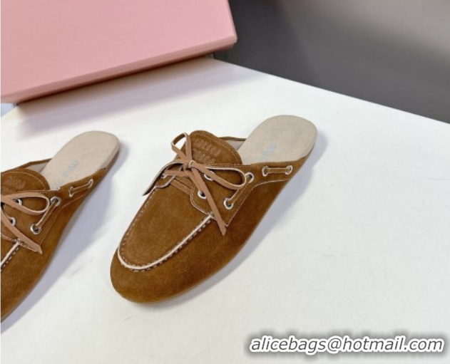Best Product Miu Miu Faded Leather Sneaker Mules Brown2 2025 5D455E