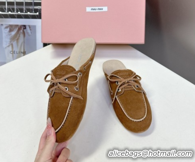 Best Product Miu Miu Faded Leather Sneaker Mules Brown2 2025 5D455E