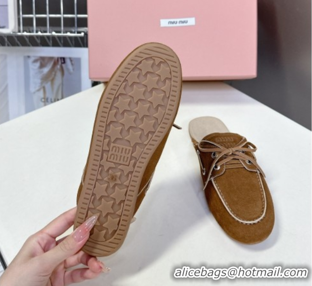 Best Product Miu Miu Faded Leather Sneaker Mules Brown2 2025 5D455E