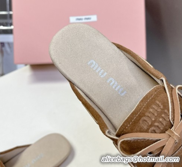 Best Product Miu Miu Faded Leather Sneaker Mules Brown2 2025 5D455E