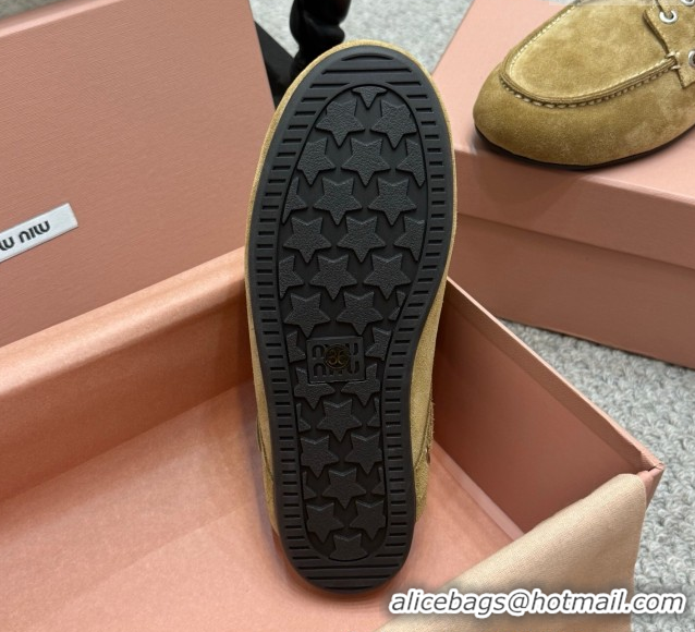 Top Grade Miu Miu Faded Suede Sneaker Mules Dark Beige 2025 5D455E
