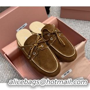 Good Product Miu Miu Faded Suede Sneaker Mules Dark Brown 2025 5D455E