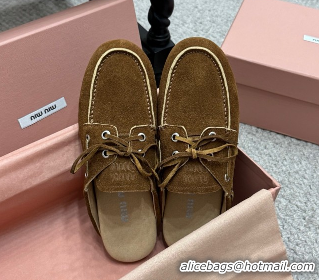 Good Product Miu Miu Faded Suede Sneaker Mules Dark Brown 2025 5D455E