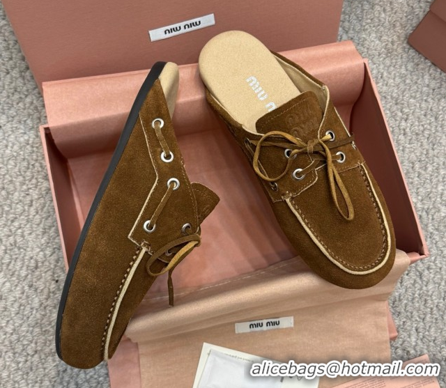 Good Product Miu Miu Faded Suede Sneaker Mules Dark Brown 2025 5D455E