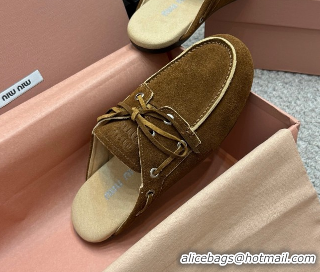 Good Product Miu Miu Faded Suede Sneaker Mules Dark Brown 2025 5D455E
