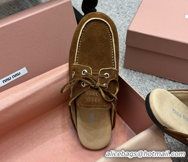Good Product Miu Miu Faded Suede Sneaker Mules Dark Brown 2025 5D455E